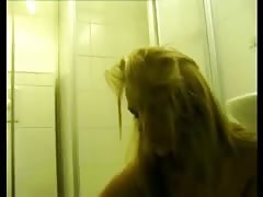 Blonde babe loves a good shower