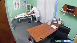 Fake doc touching glamour beauty and playing with her pussy