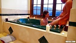 Awesome babe is sucking a horny massive dick in the Jacuzzi