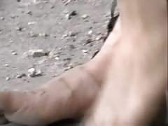 Barefoot dirty feet